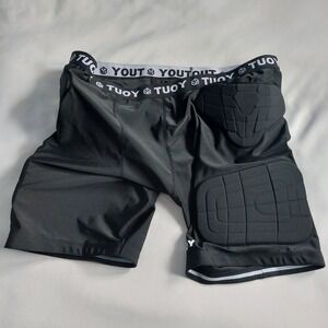 Mens Tuoy Black Football Padded‎ Jock Spandex Compression Shorts 3XL 5 Pads
